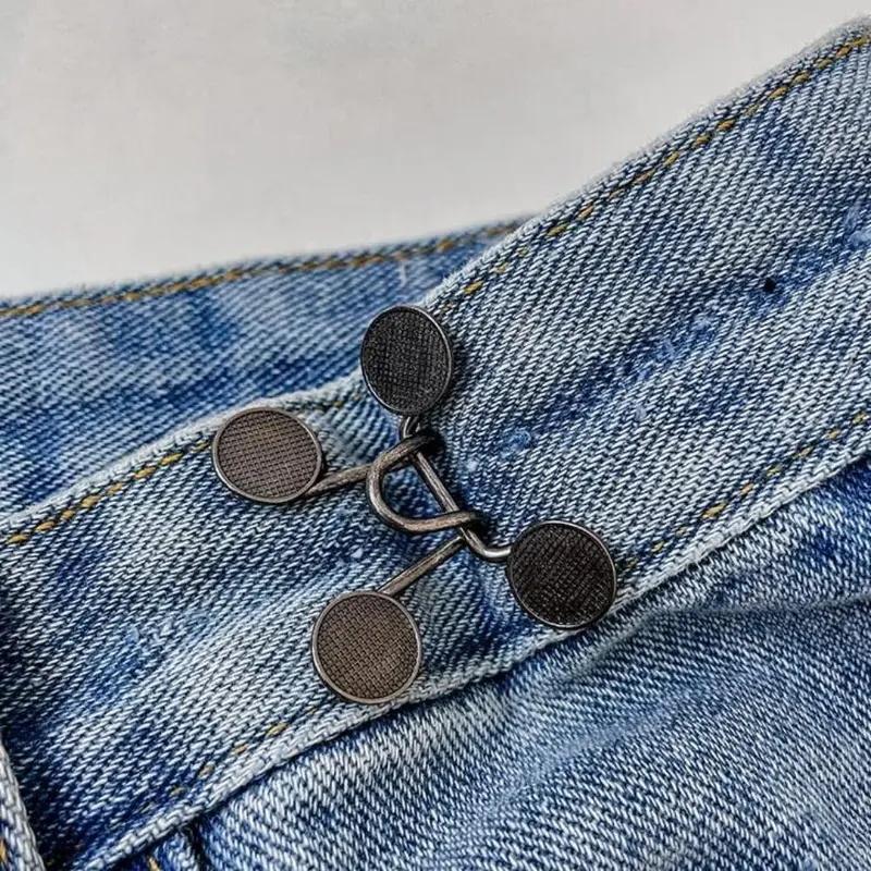 Durable Jeans Button Tightener Set, 4 Sets Adjustable Handmade Jeans Button Pins, Easy To Install Waist Tightener Button for Indoor & Outdoor