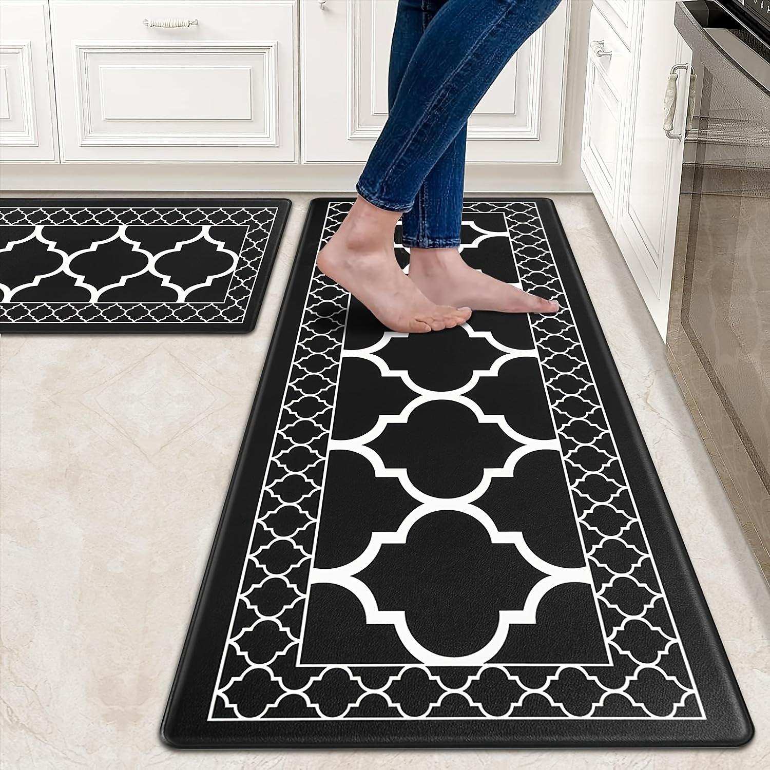 1pc of Long Kitchen Carpet, Moroccan Black Kitchen Mat Suitable for Flooring, Anti-Fatigue Kitchen Carpet