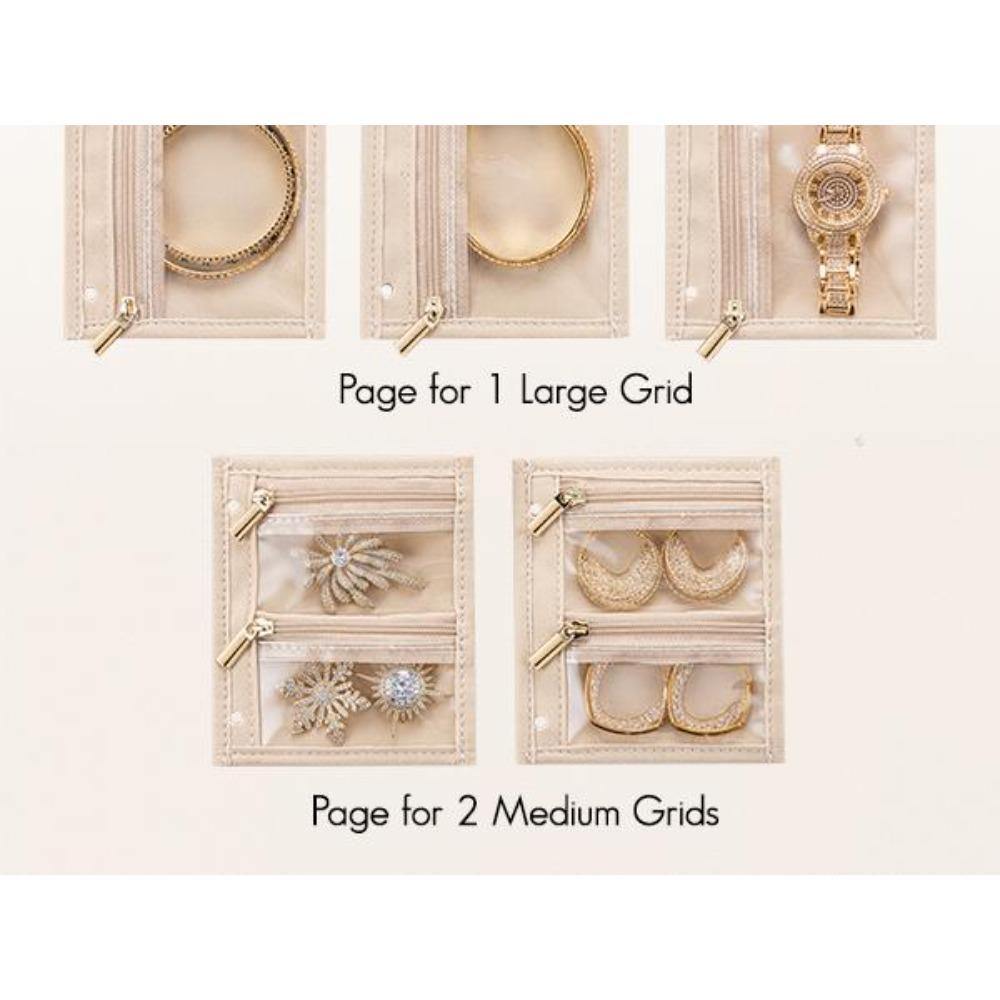 Mini Travel Jewelry Organizer Case | Jewelry Storage Book with Clear Zipper Velvet Pouches | Portable Earring, Ring & Necklace Holder | Ideal Wedding & Summer Gift
