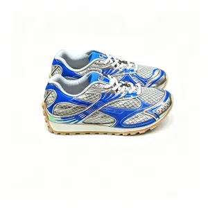 2026 new Unisex Blue & Silver Metallic Mesh Retro Sneakers | Premium Breathable Chunky Streetwear Footwear