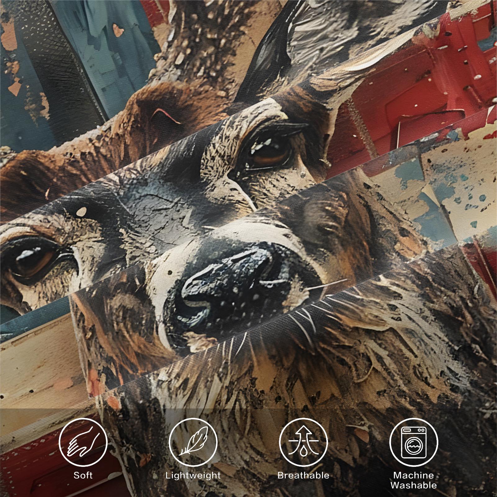 Deer & Flag Pattern Bedding Set, 1 Count Bedspread & Pillowcase without Filler, Soft Comfortable Bedding Set for Home Bedroom