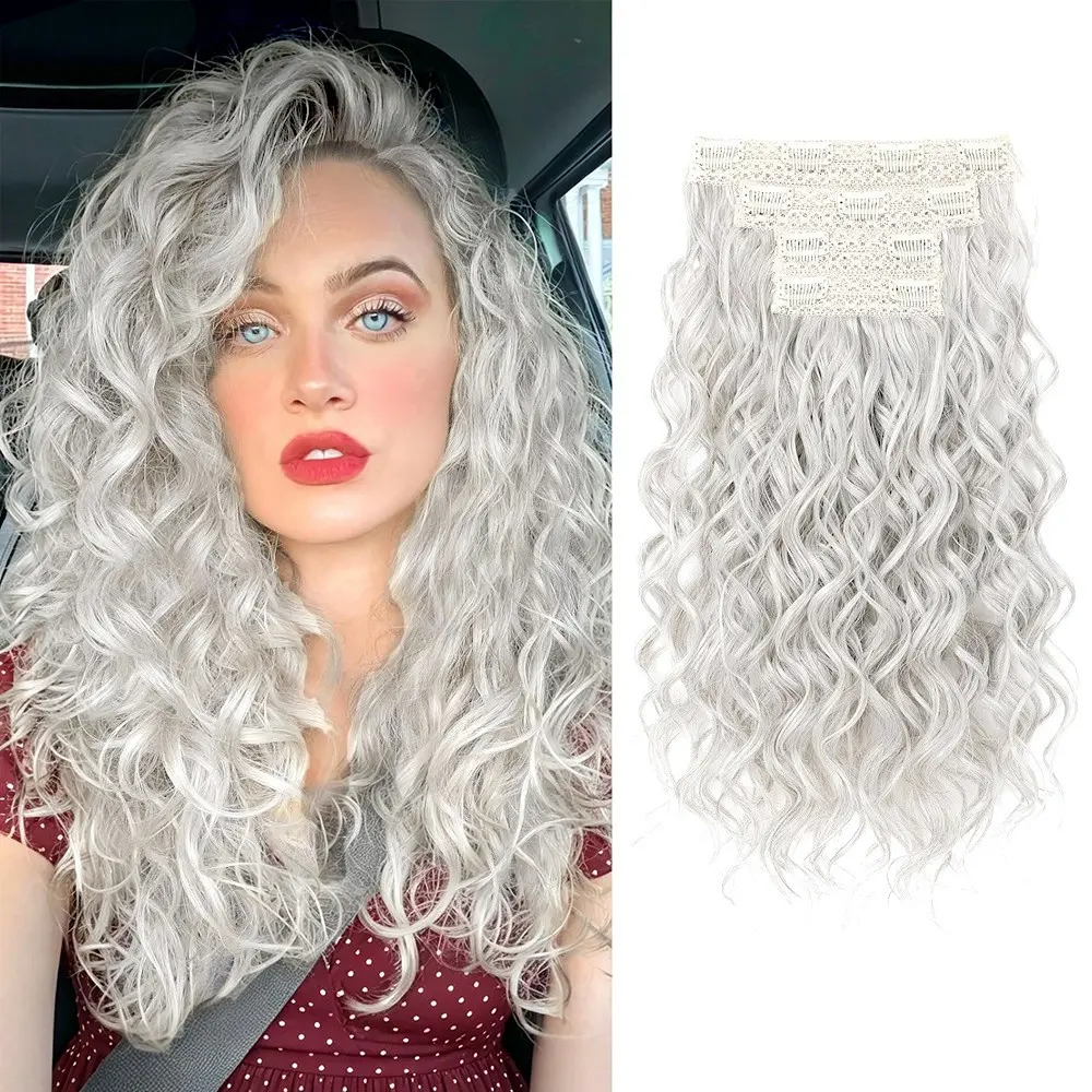 Invisible Seamless 4-Piece Wavy Wig Extension, Short Voluminous Curly Hair Piece, European and American Style Hair Volume Booster