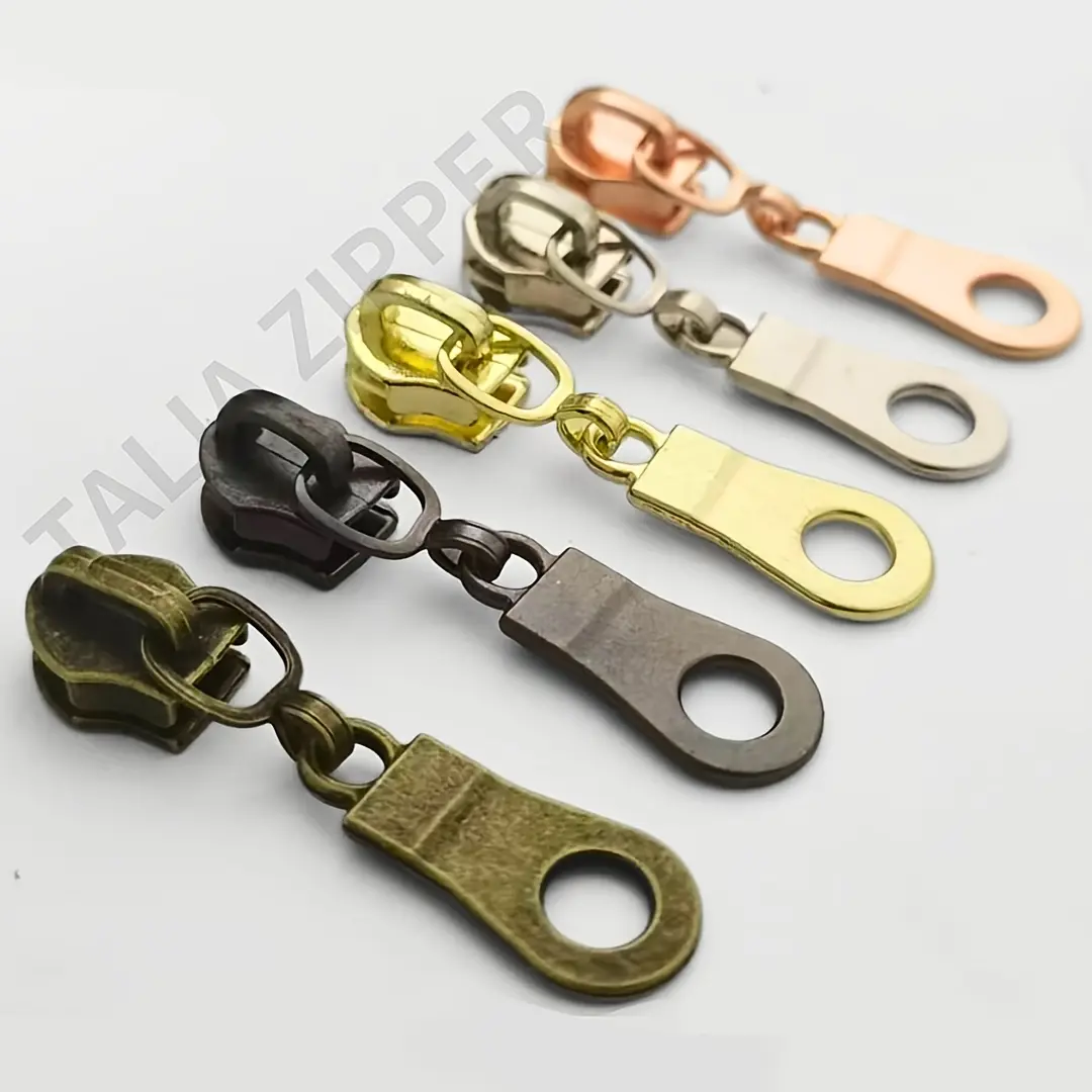 20 PCS #5 Nylon Coil Zipper Sliders, Silver/Black/Gold/Rose Gold/Antique Brass Pulls, Sewing Bag Zipper Repair Kit, Zipper Pulls for Clothing, DIY Wallet & Bag Accessories, for Handbag, Craft Sewing & Luggage