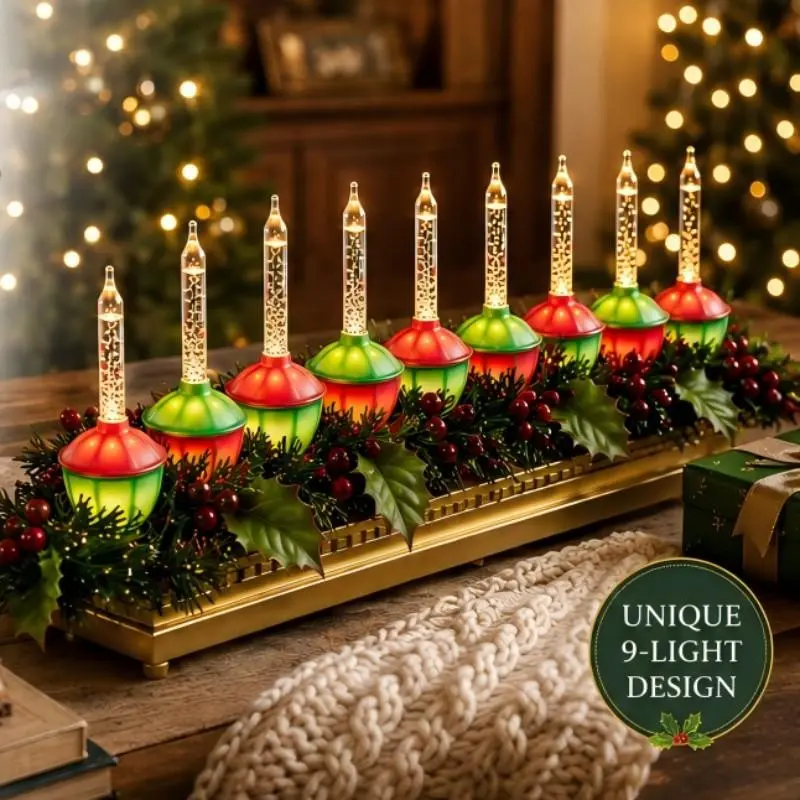 Vintage Nine-Headed Bubble Lamp Candle Holder, Christmas Home Decor Ornament, Retro Festival Atmosphere Light, American Vintage Desk Decoration, Christmas Gift, Holiday Decoration Lights