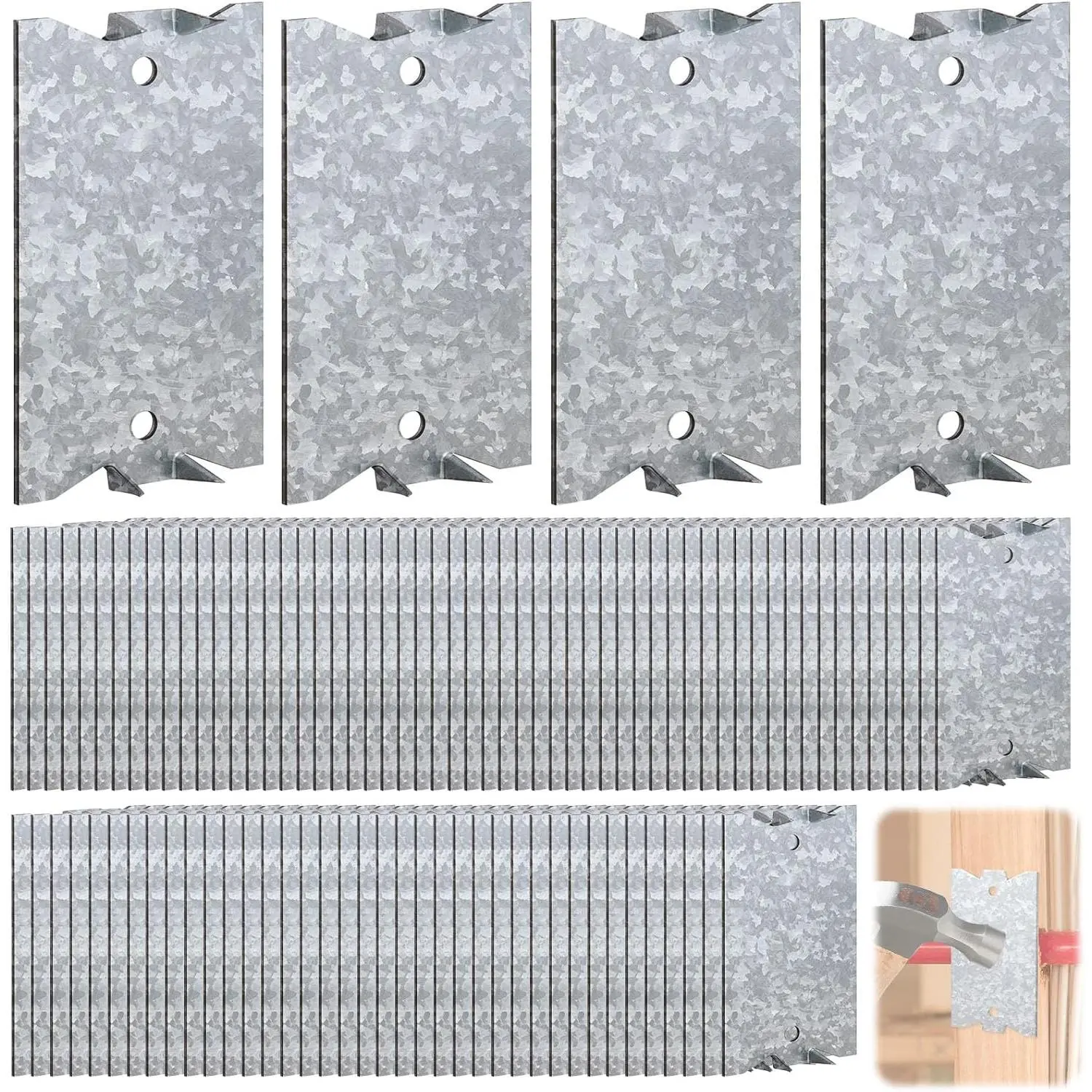 50 count 2.5" x 1.5" Safety  Plates for  Studs,  Wire Protector | Rust-Resistant Metal Anti- Protection with  Pointed Prongs for Plumbing & Wiring Protection (Snowflake )