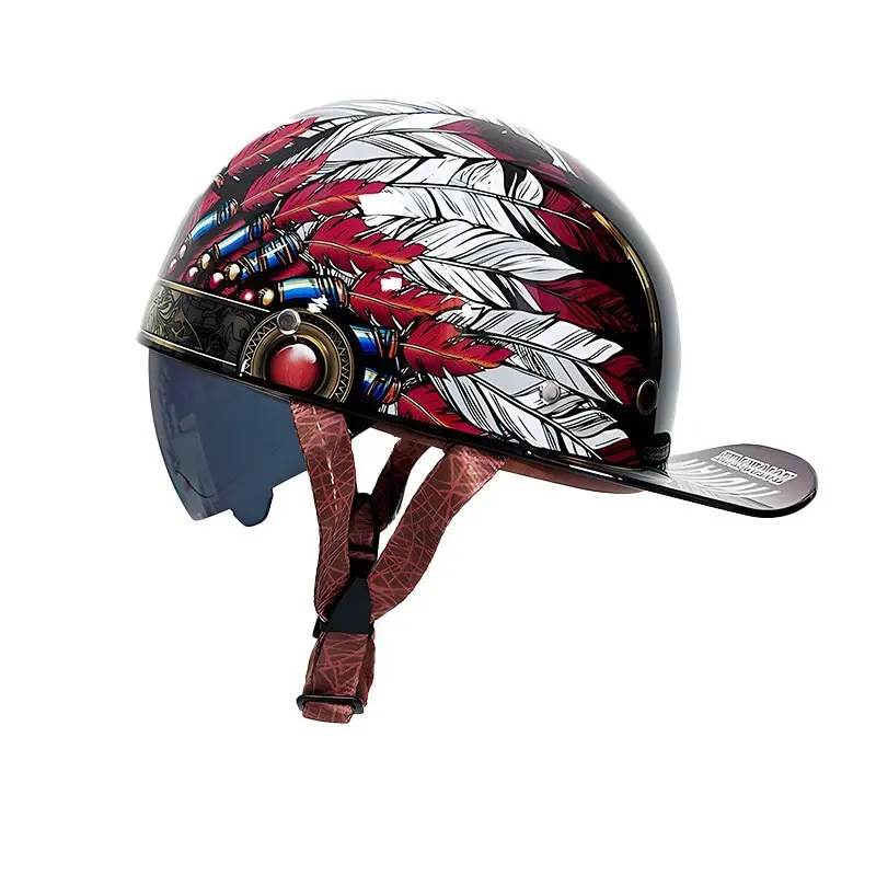 Dot Certified Retro Motorcycle Helmet, Universal Cruiser Skateboard Bike Half Helmet, Breathable Lightweight Summer Unisex Half Helm, Half Motorcycle Helmets