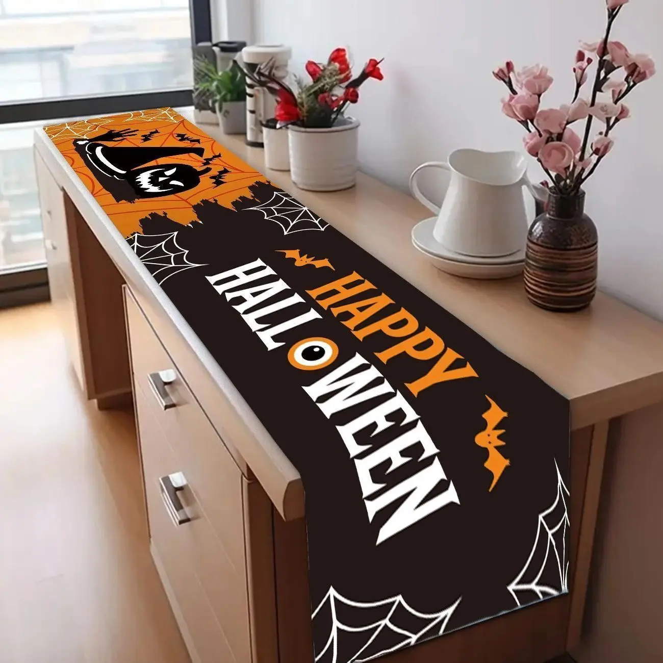 Halloween Tablecloth Flag, Photo Decoration, Family Dinner Festival Halloween Flag, Party Atmosphere Decor, Halloween Decoration