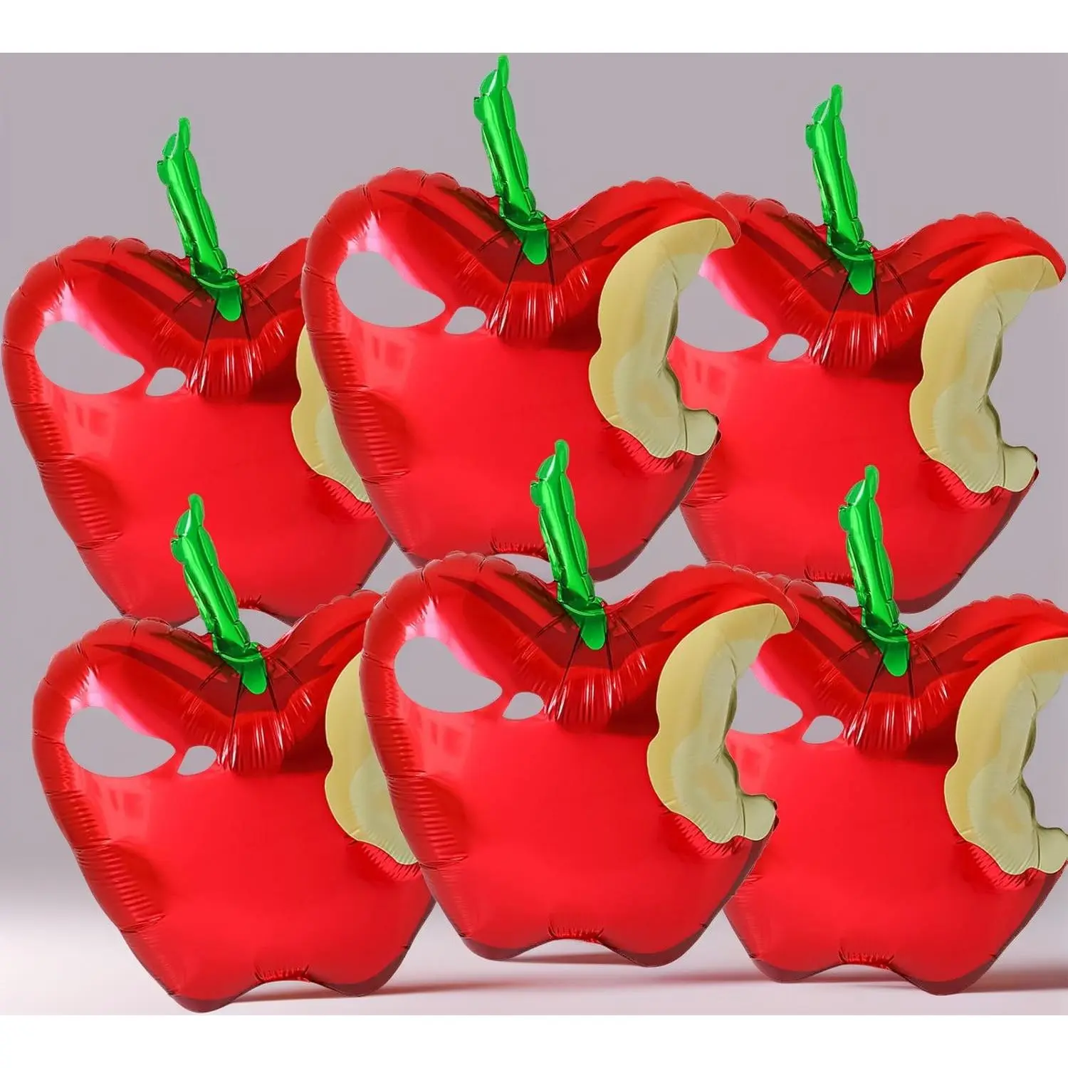 6-Pack Apple Balloons – Red ABC Fruit Balloons for Welcome Back to School Party, First Day of School Decor, Teacher Appreciation & Snow Princess White Party Balloons