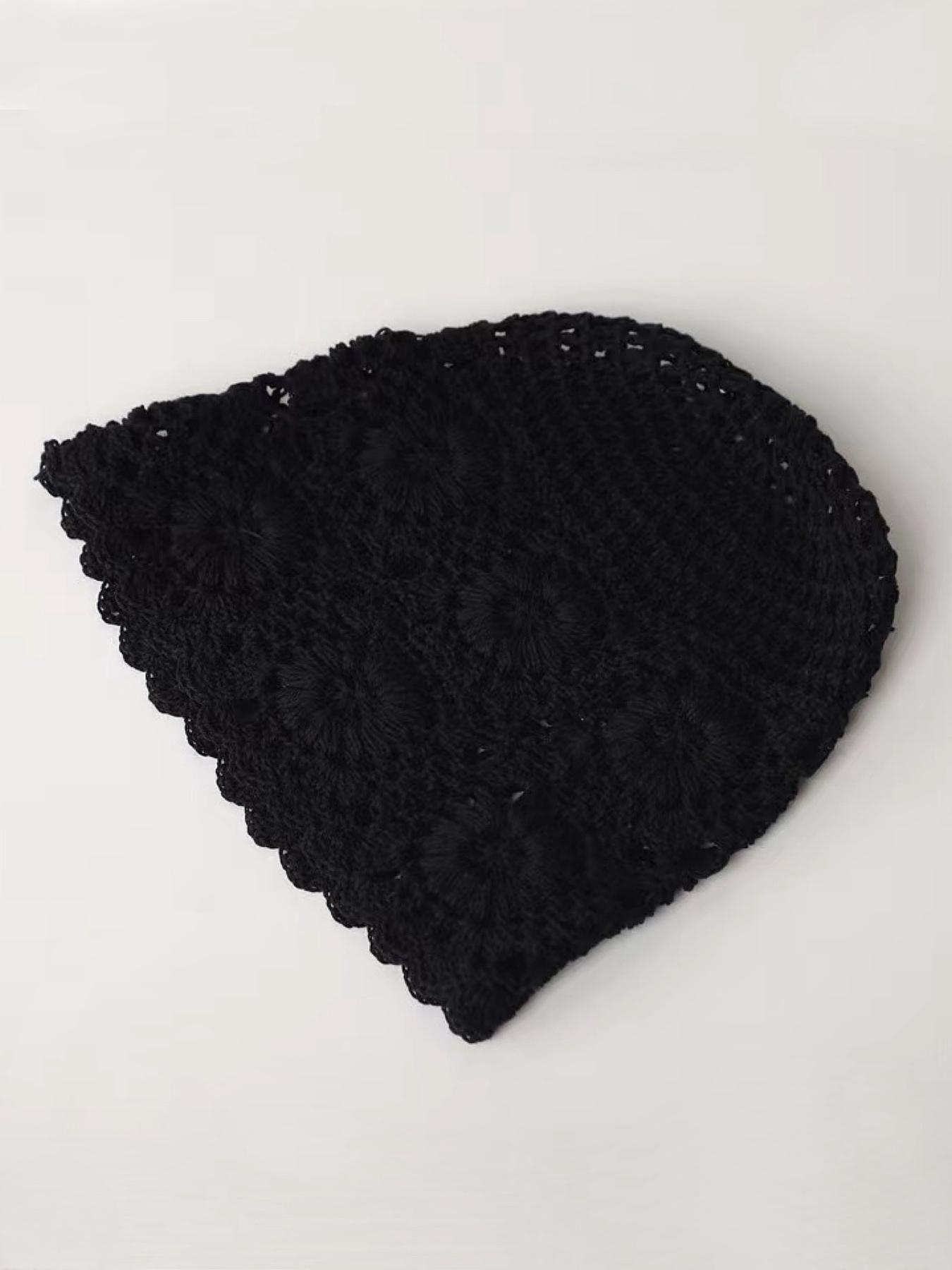 Women's Handmade Knitted Bucket Hat, Floral Design, Casual Loose-Fit, Perfect for Fall & Winter, Daily Wear Street Fashion, Knit Hats