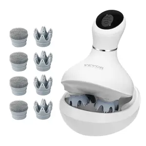 【DealsForYouDays】VEVOR Electric Scalp Massager, Rechargeable Head Massager Hair Growth, IPX7 Waterproof| Portable Kneading Scalp Scratcher with 8 Removable Massage Head for Stress Relief, Deep Clean, Gift for Mom/Da