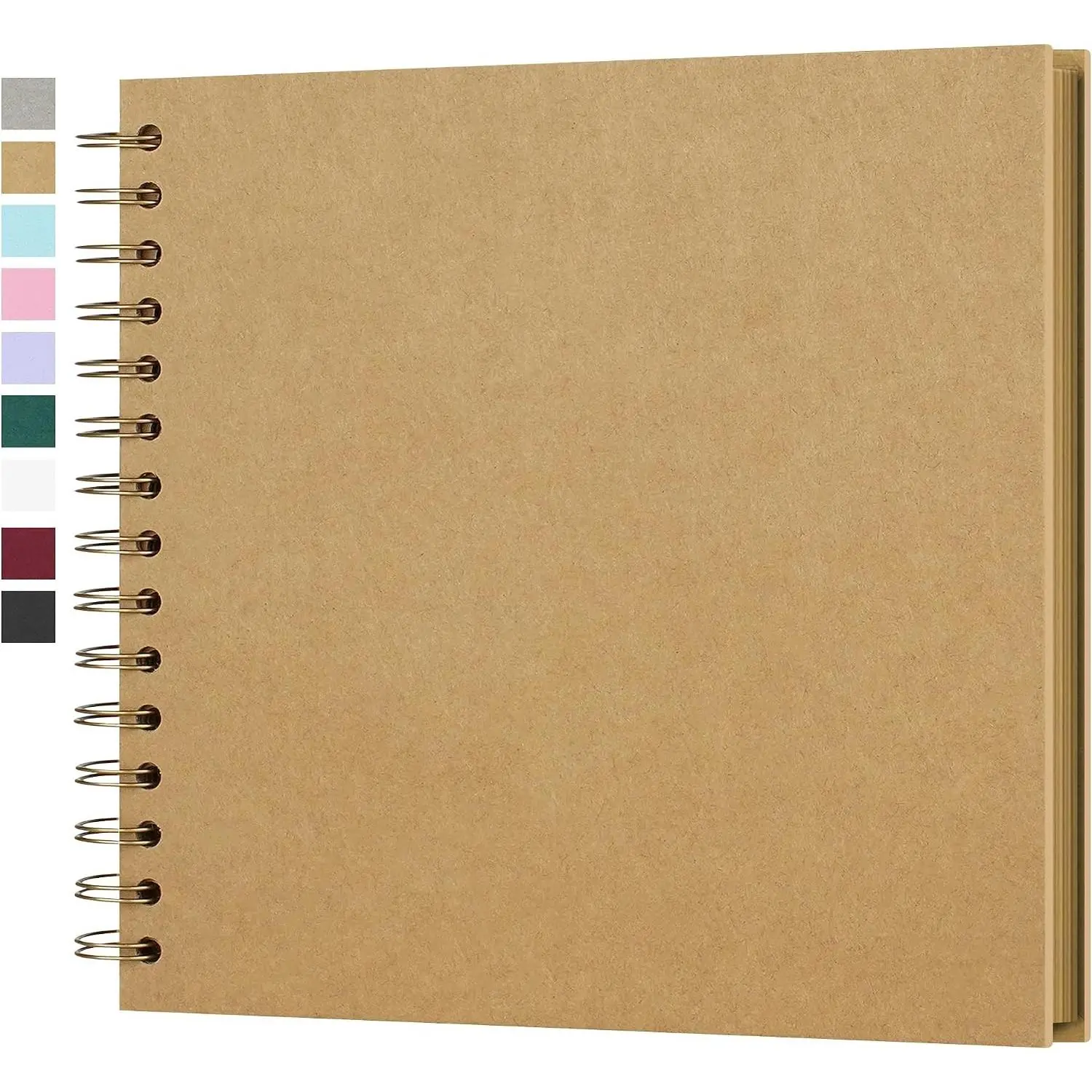 8x8 Scrapbook Album with Acid-Free Kraft Paper, 20 Sheets 40 Pages, Lay-Flat Spiral Binding, Customizable Cover for Wedding Guest Book, Baby Memory Keepsake, Family Travel JournalGift