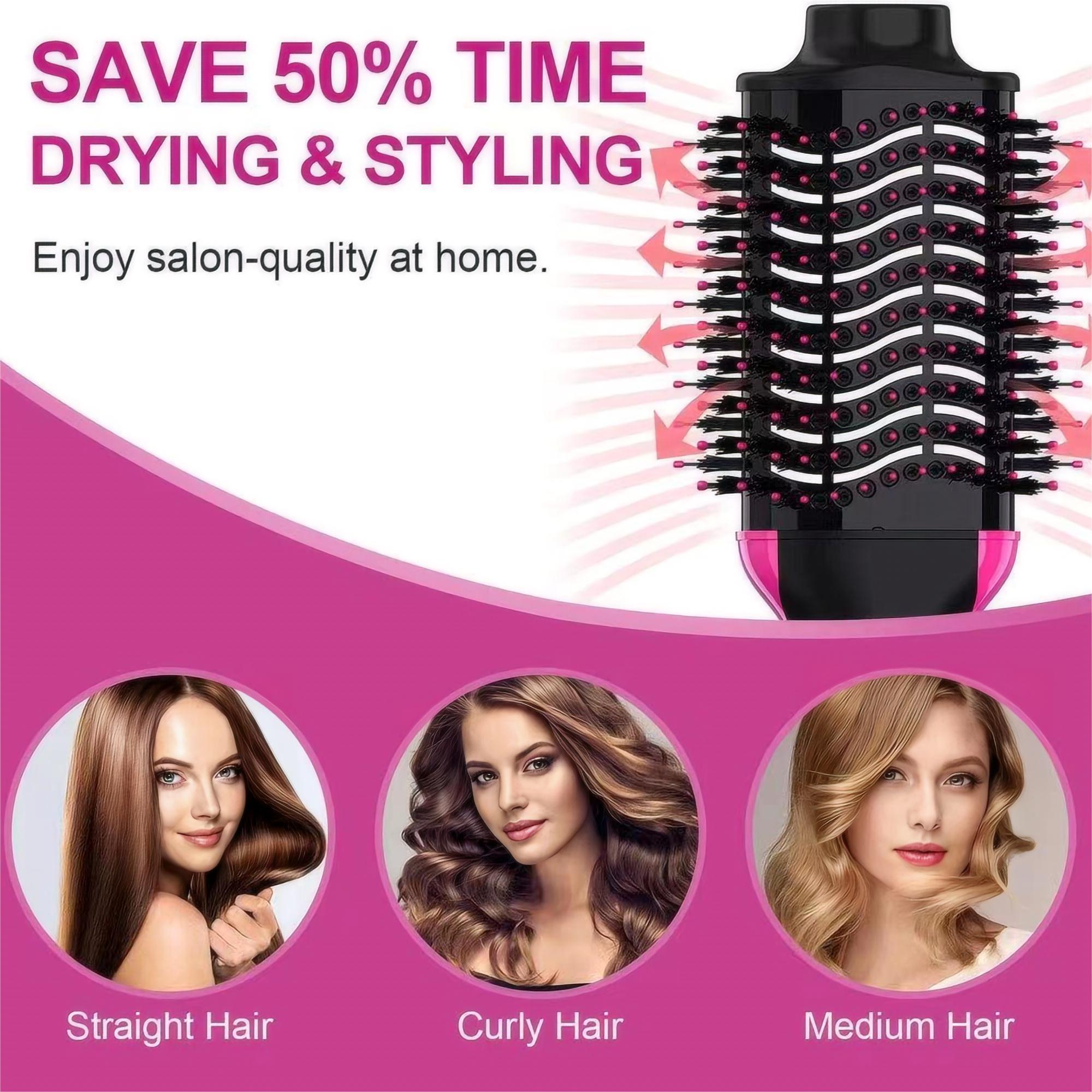 4 in 1 Hair Dryer Straightener, Multi-use Hair Dryer Brush with Aluminum Tube Comb Head, Lightweight Design Hot Air Comb for Home & Salon Use, Electric Curler, Curly Iron, Hair Curling Iron