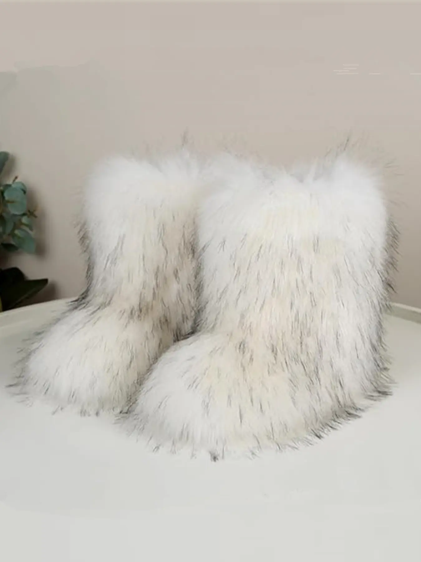 Women's Solid Color Faux Fur Boot, Fluffy Ankle Snow Boots with Fur, Warm Comfortable Outdoor Flat Shoes for Cold Winter, Trending Shoes