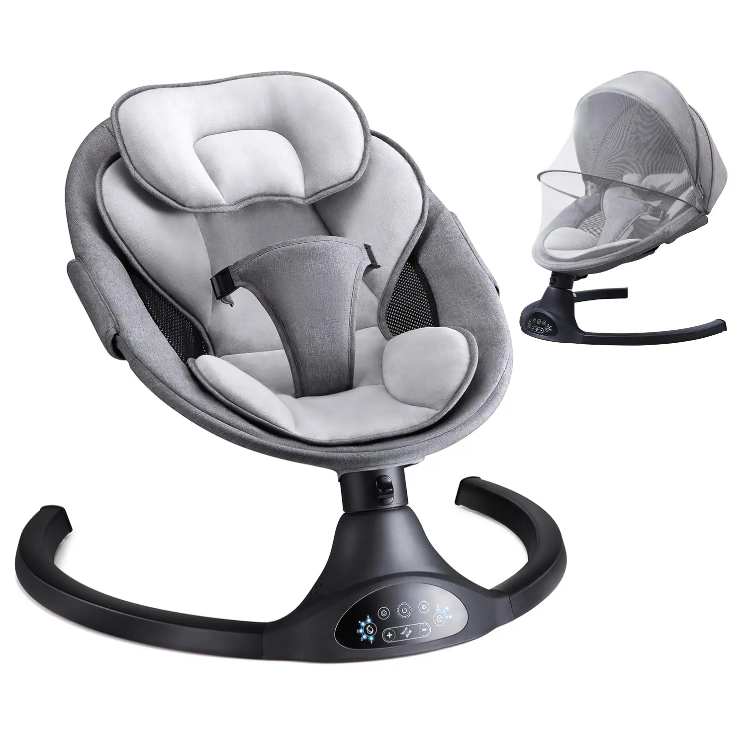 Unisex Baby Electric Portable Swing Rocker for 0-6 Months (Max 20 Lbs) - 5 Sway Speeds, Remote Control, 10 Preset Melodies, Bluetooth, Prop 65 Safe (Black)