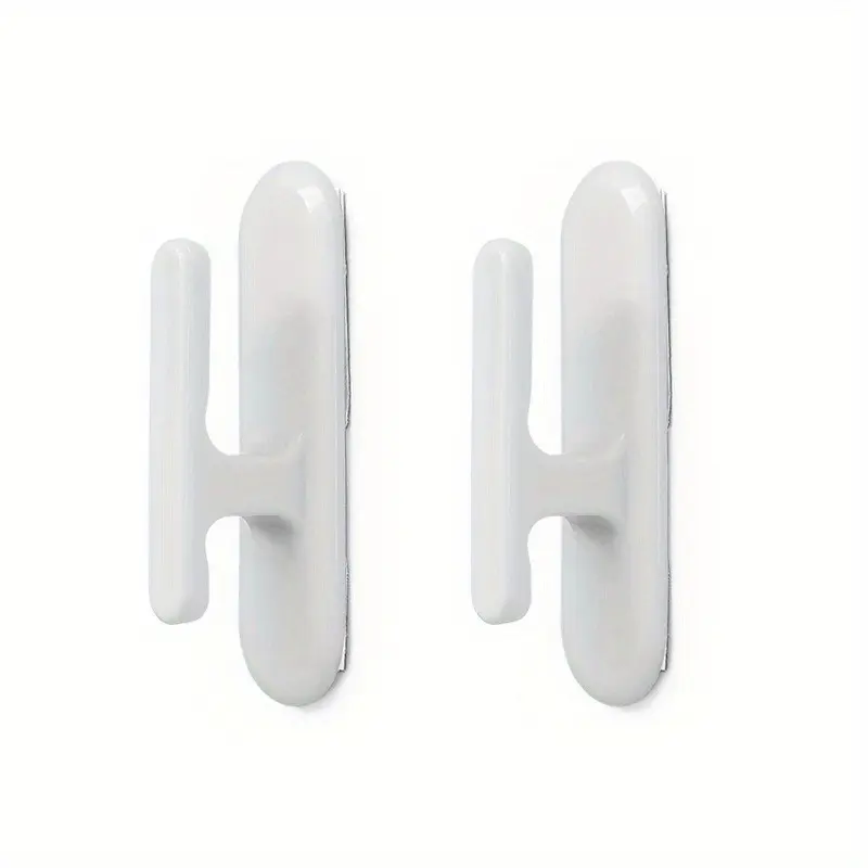 2pcs Wall-Mounted Curtain Hooks - Decorative, Nail-Free, Punch-Free, Strong Self-Adhesive Hangers - White