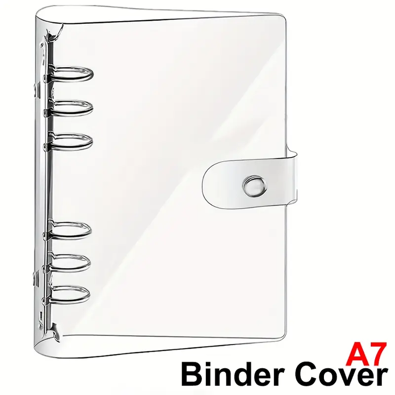 A7 Mini Clear PVC 3-Ring Binder Notebook Cover ｜ Kawaii Aesthetic Transparent Planner Journal for DIY Scrapbooking ｜ Portable Pocket Diary Refillable Loose Leaf Folder with Snap Button ｜ Back to School Office Supplies Gift