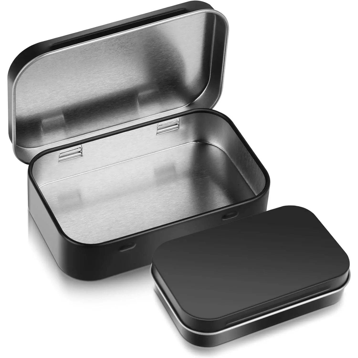 Black Metal Rectangular Empty Hinged Tins Metal Tin Box Small Tins with  for Storage Candies  Crafts