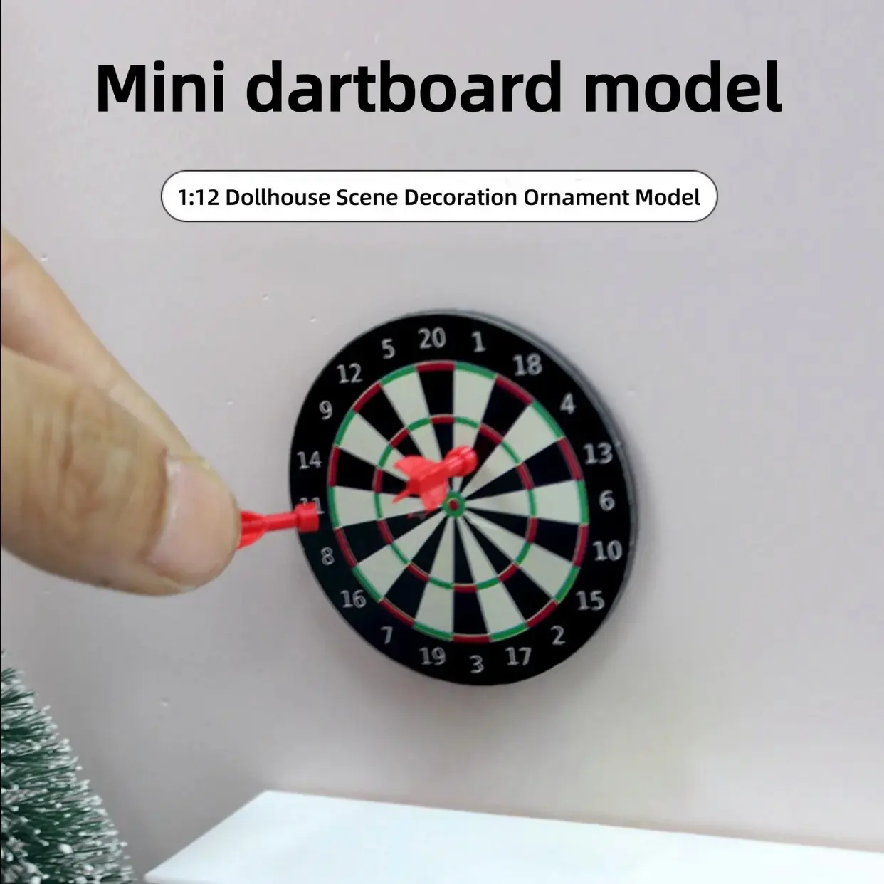 1 count  Miniature Magnetic Dartboard Model Set,Self-Adhesive Base, Dollhouse Decoration & Model House Accessories, DlY WalDecor Darts Board