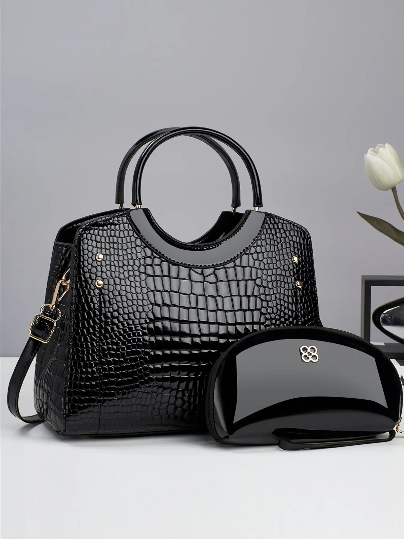 Fashion Two-Piece Retro Crossbody Handbag, Large Capacity Multifunctional Adjustable Shoulder Bag, Stylish Design for Travel and Shopping