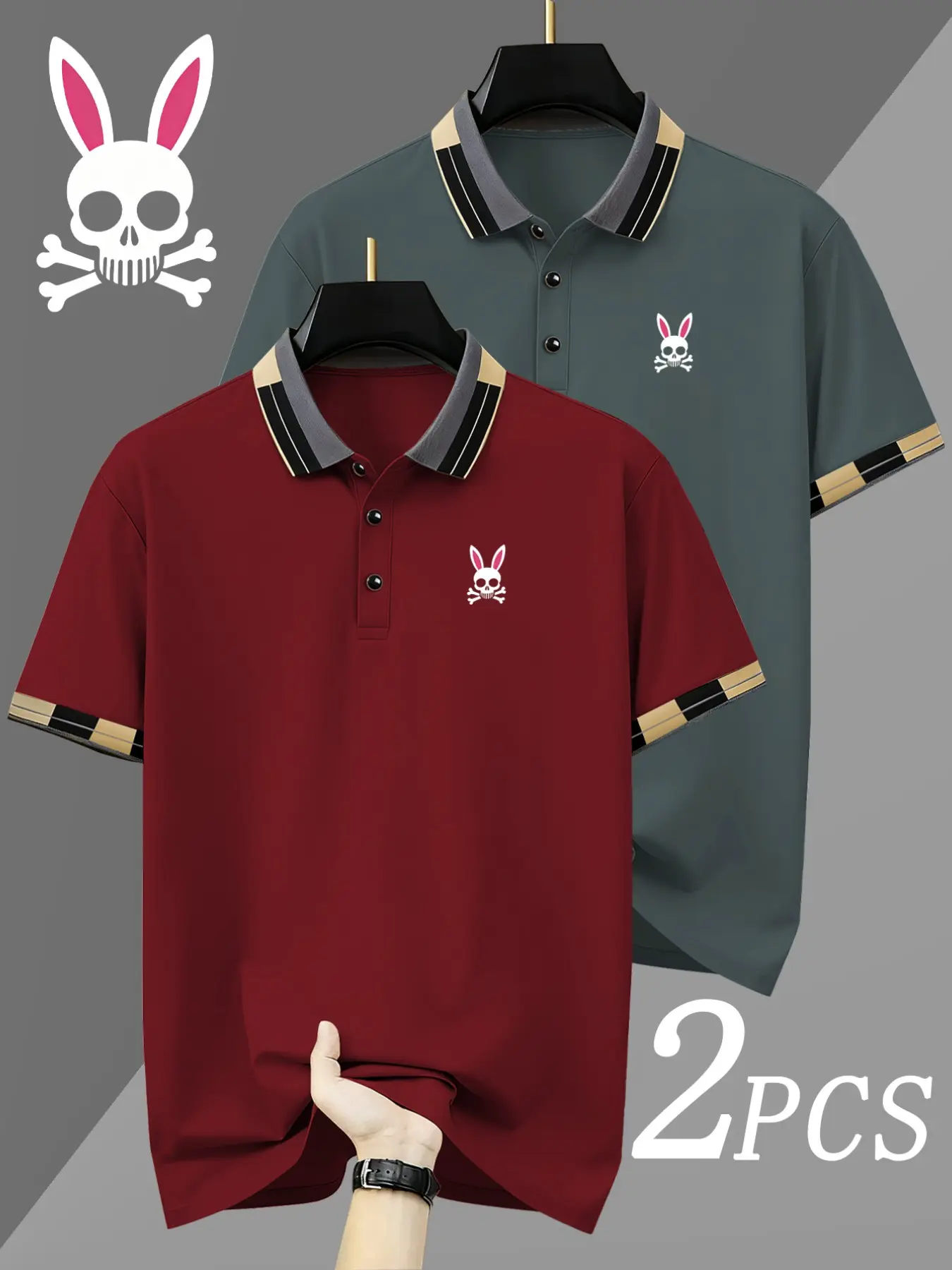 Men's Fitted Geometric Pattern Buttoned Polo Shirt, Summer Polo Shirts, Breathable Casual Top, Four Seasons Wear, Durable Comfort, High-Quality Fabric