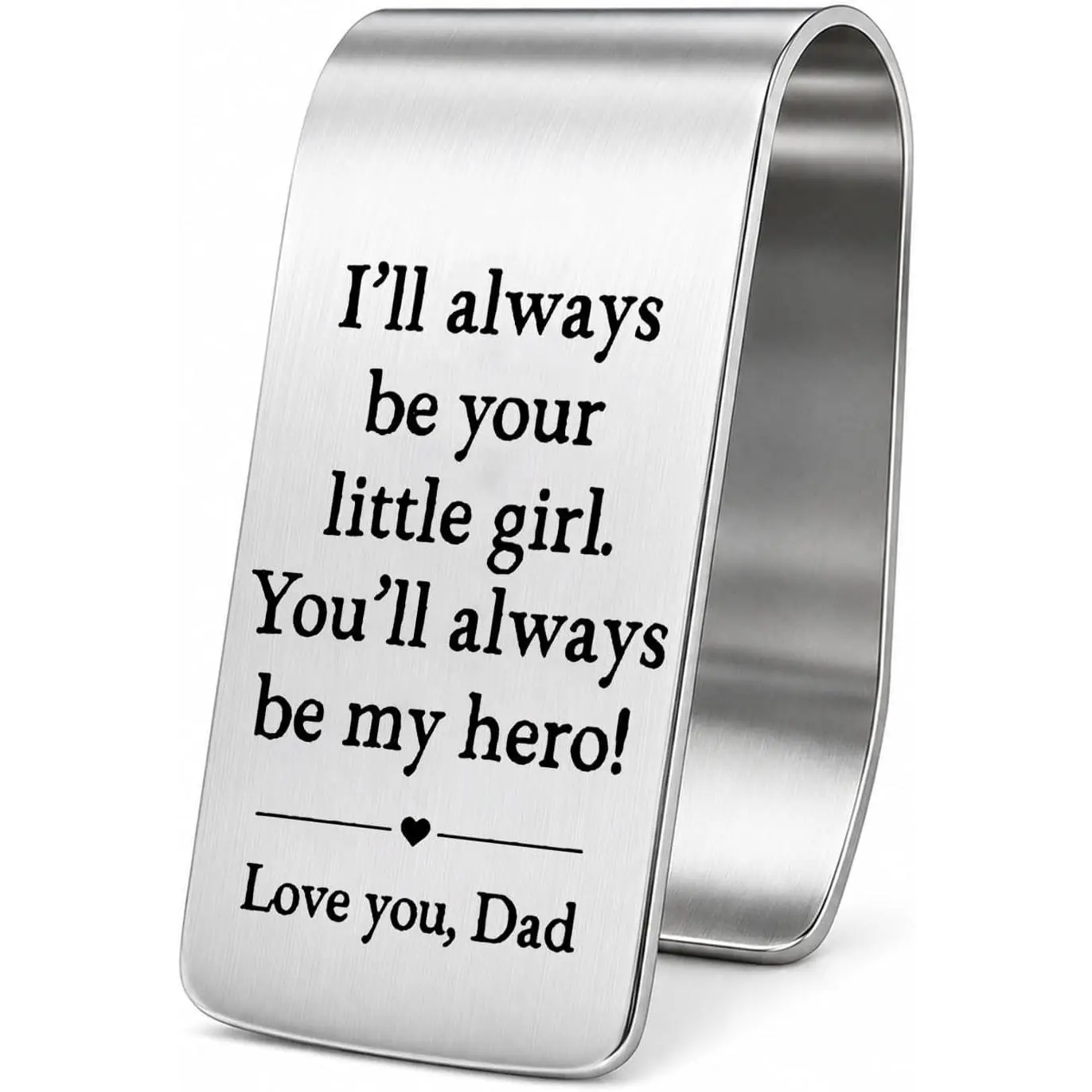 Drive Safe Daddy  Visor Clip,  from Daughter Son for Dad, Safe Driving  Accessory, Fathers Day Birthday, Stainless Steel Visor Clip (Vertical-Girl)