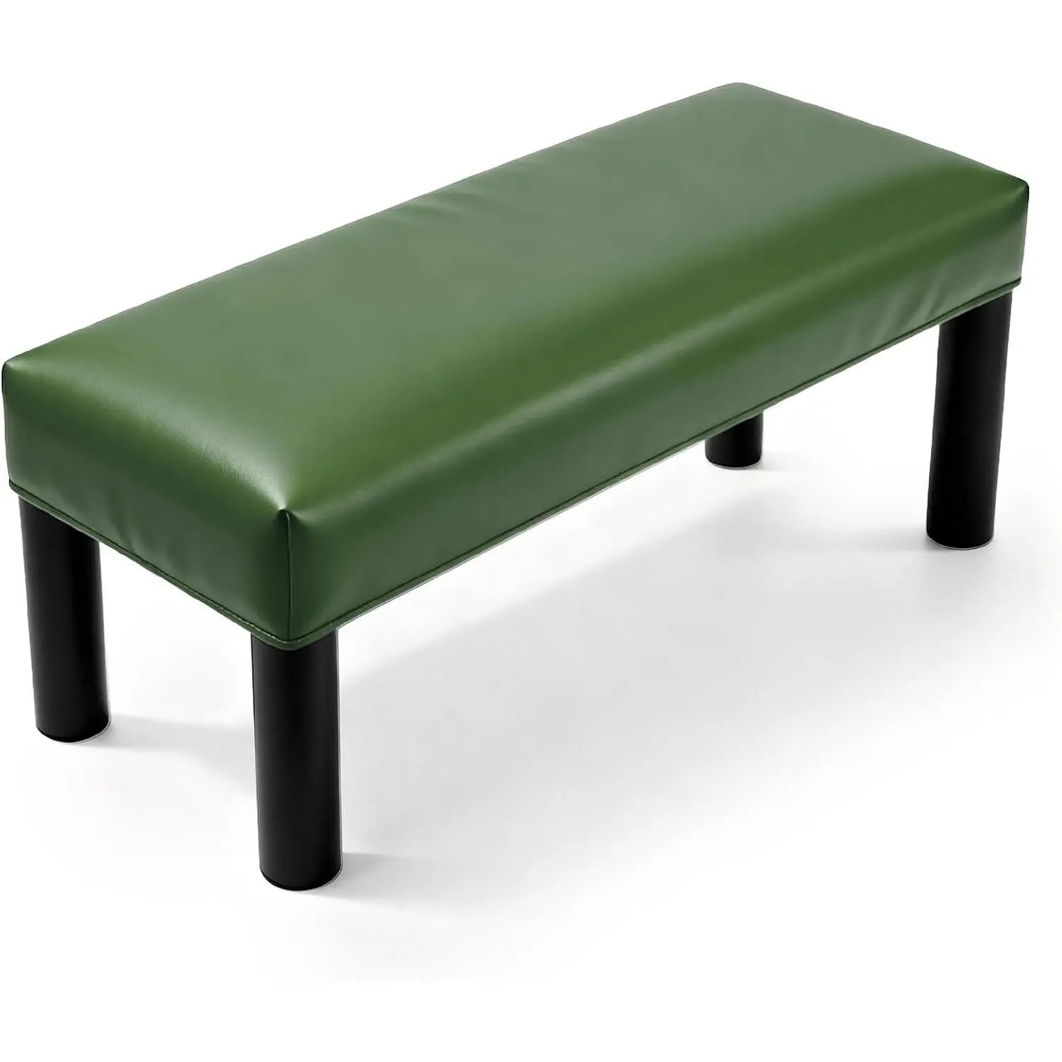 Waterproof Dining Bench Cover, Stretch PU Rectangular Bench Seat Protector Slipcover 27.6"-31.5" for Piano Benches Dining Room Chairs, Green