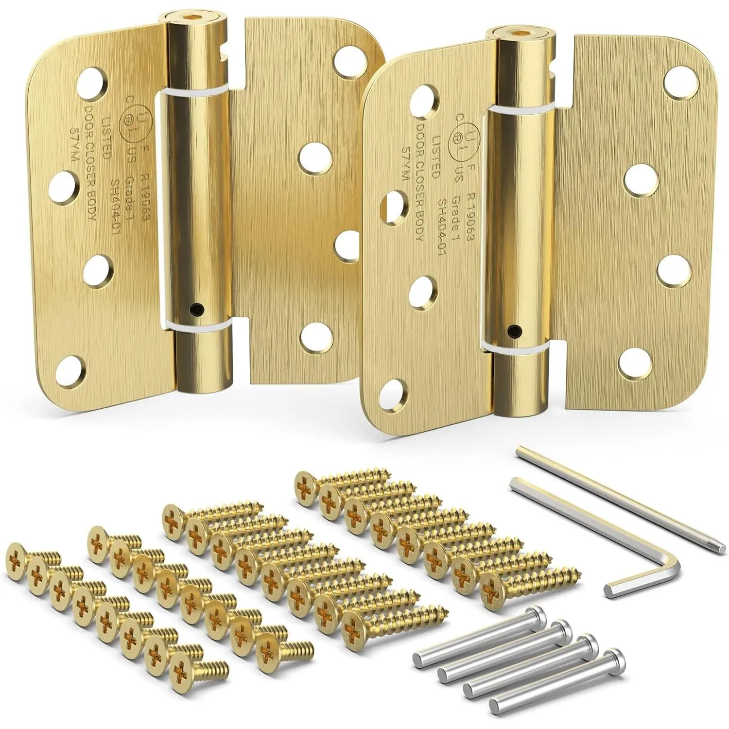 Self Closing Door Hinges, Spring Hinge Door Closer, 5/8” Radius CornerGift