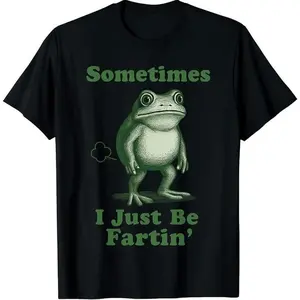 Maillotech-Sometimes I Just Be Fartin' Frog T-Shirt, Funny Graphic Tee for Men Women, Retro Humor Shirt, Casual Pure  Top, Quirky Cartoon Party Outfit, Gift Idea