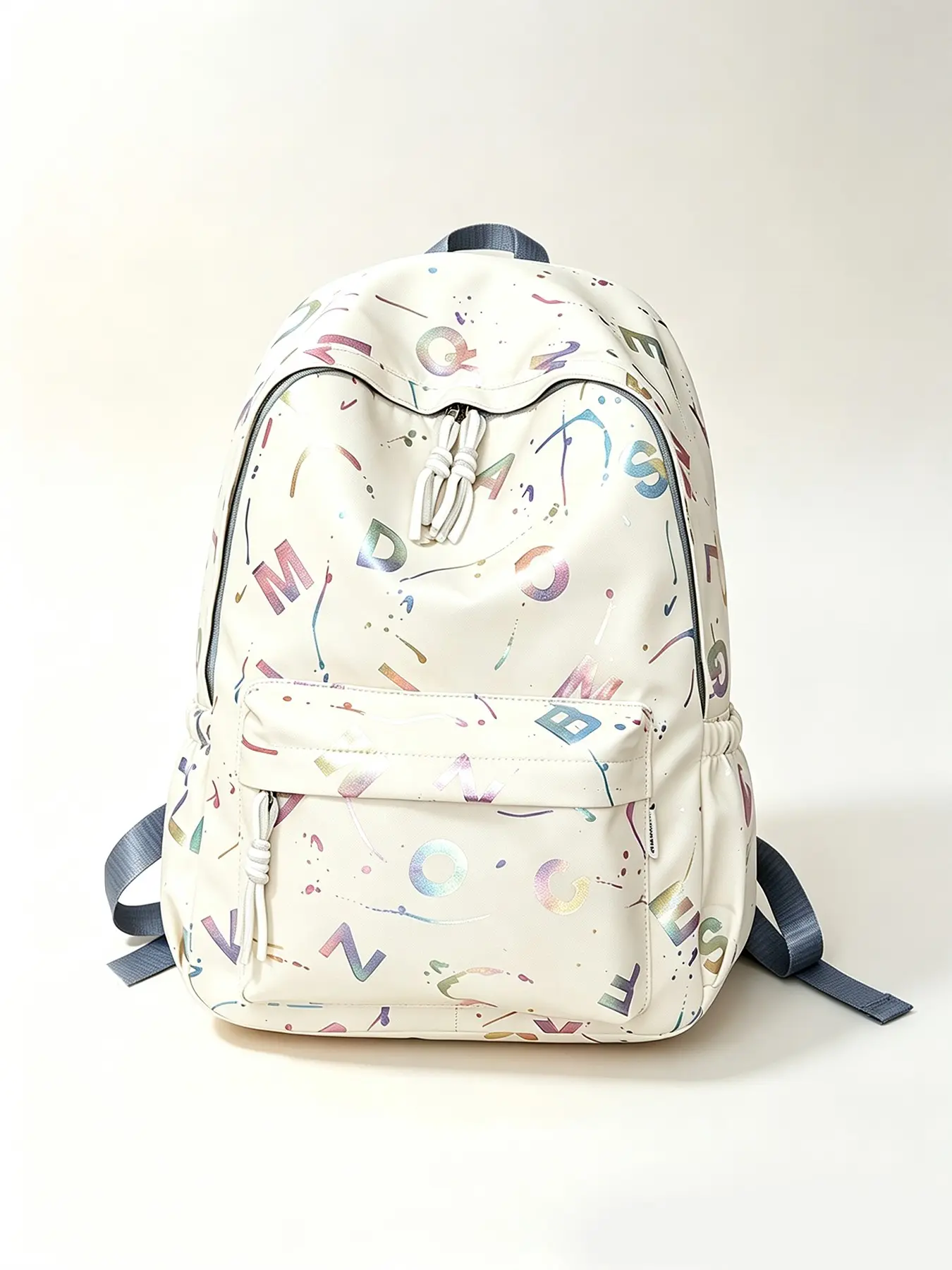 Holographic Letter Graffiti Backpack, Lightweight Waterproof Large Capacity School Bag, Casual Travel Shoulder Bag for Women