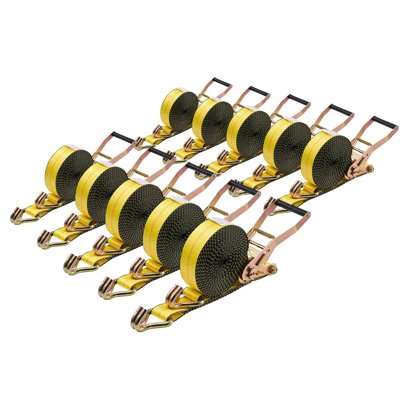 VEVOR Ratchet Straps, 2 inx 30 ft, Heavy Duty Tie Down Straps with Double J Hook, 10, 000 lbs Break Strength, Tie Down Ratcheting for Moving, Trailers, Motorcycles, Kayaks, Car Roof, 10 Pack