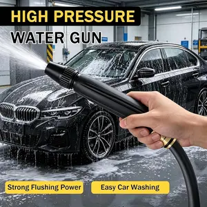 Home High-Pressure Car Washer Gun with Booster Nozzle,High Pressure Hose Nozzle,360° Adjustable Hose Nozzle,for Watering Plants and Vegetables, and Car Washing(Black)