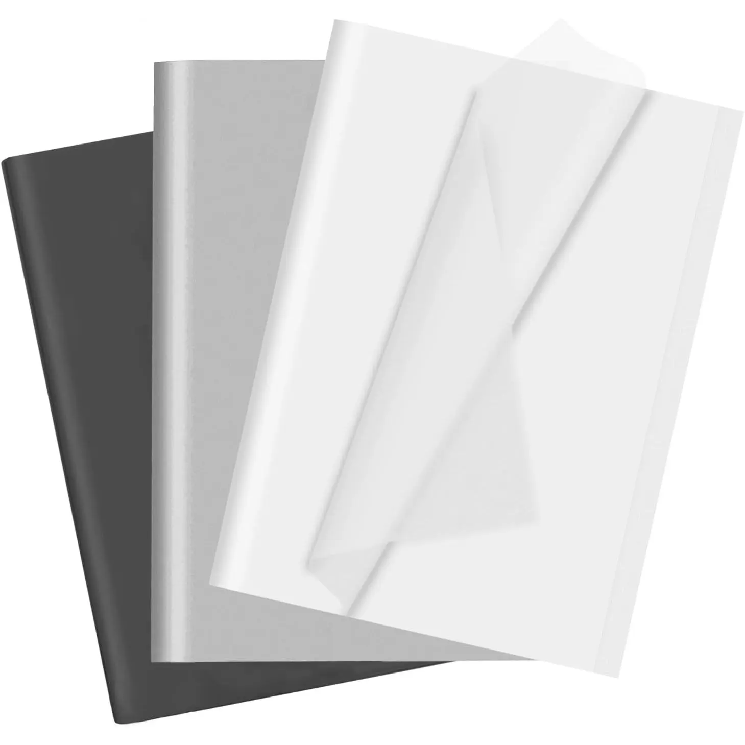 Bulk Packs Decorative Tissue Paper (60 Sheets, 14x20 in Large Size) - Recyclable Black White Grey Art Paper for DIY Users, Gift Wrapping, Birthday Wedding Packaging (Office Stationery Supplies)