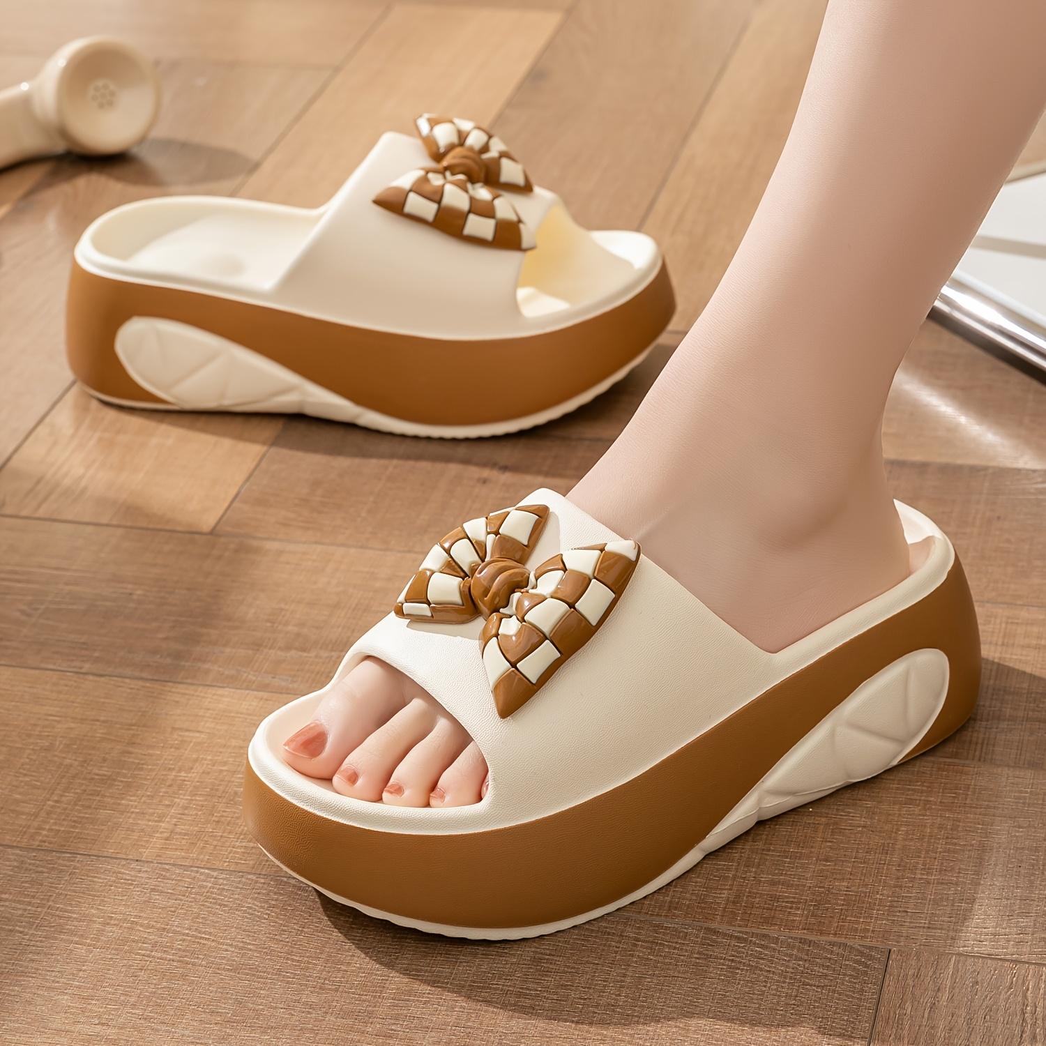 [Women's Wedge Sandals] HBM919 Women's Thick-Soled High Heel Sandals - Non-Slip Platform, Versatile Solid Color EVA Wedge Sandals for Summer, Women Shoes