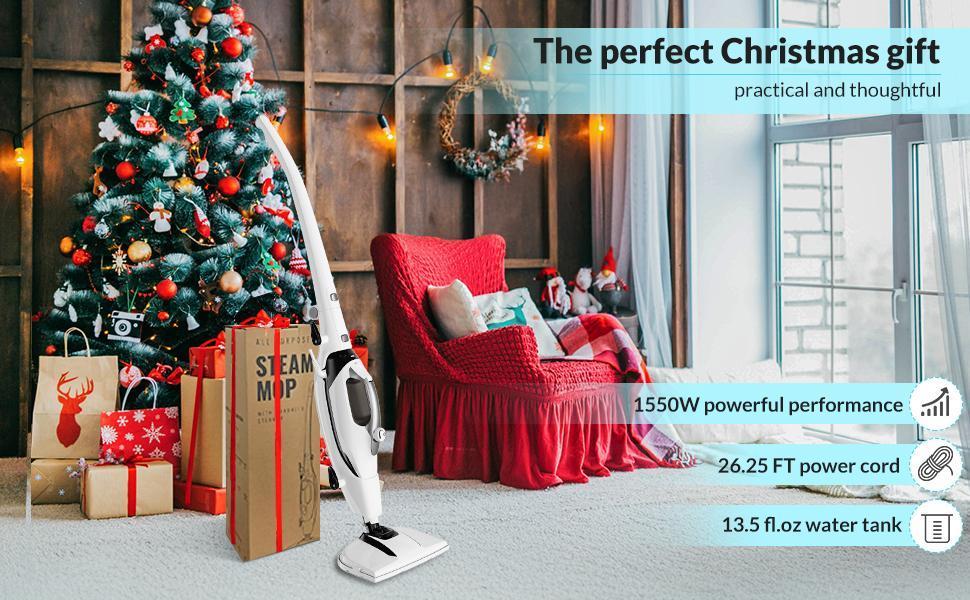 GLEEHILL 10-in-1 Steam Mop Kit with 1550W Rapid Heating Detachable Handheld Steamer for Carpet Floor Tile Grout 8m Cord Multi-Surface Cleaner Eco-Friendly Chemical-Free