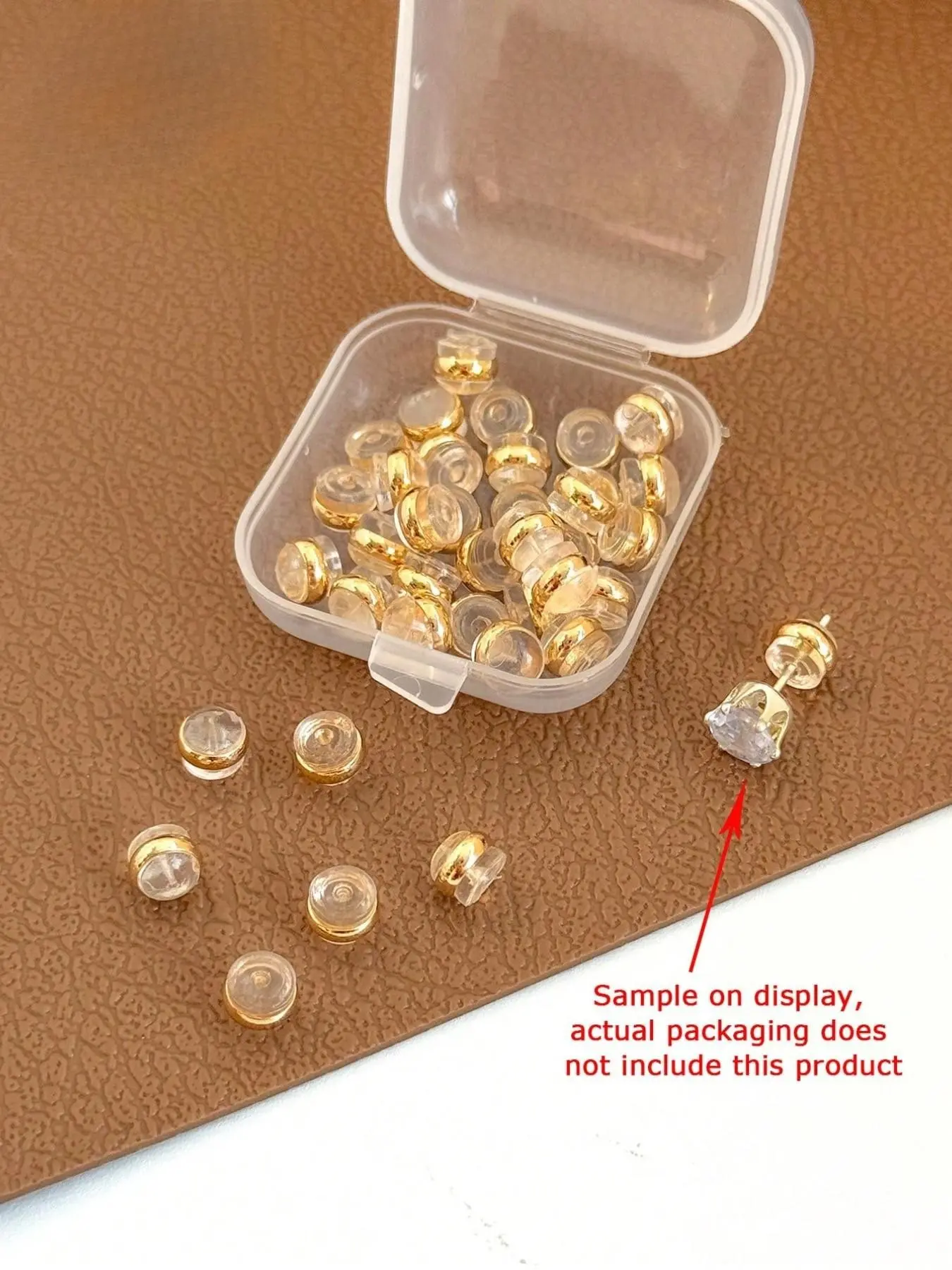 AEONBLULI 10Pcs/Box Secure Locking Earring Backs for Droopy Ears, Droopy Ears Solution, Clear Silicone Gold Earring Lifters Stoppers, Christmas Daily Gifts