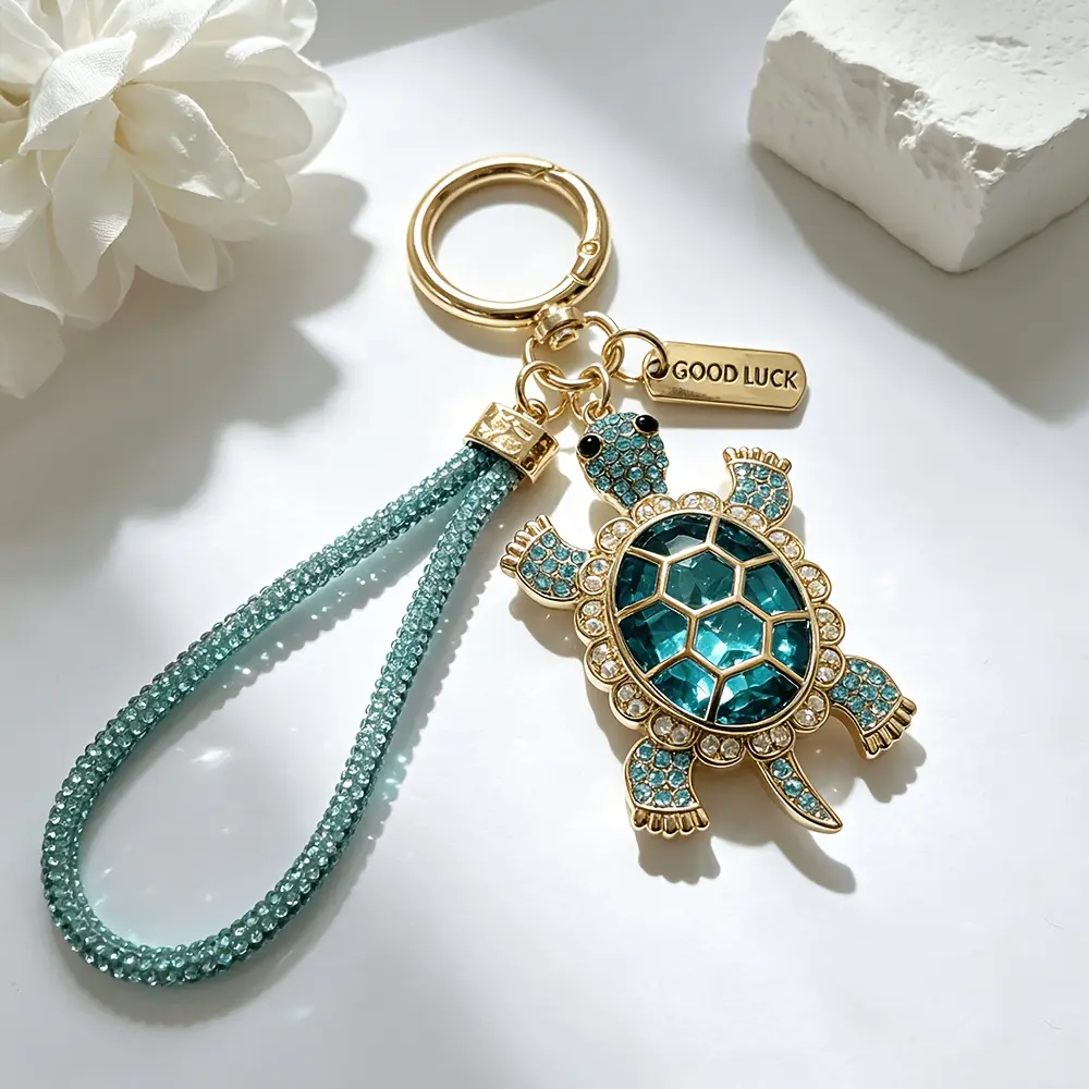 1 Women's Turtle Keychain, Imitation Crystal Turtle Keyring, with Imitation Diamond Strap, Cute Animal Pendant, Suitable for Handbags, Car Keys, Perfect Gift for Returning To School and Birthdays, Cute Keychains