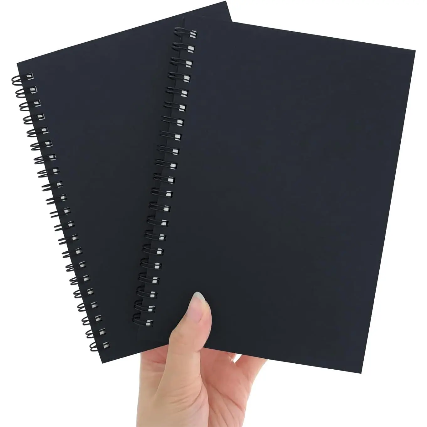 2-Pack Blank Page Sketchbooks - Soft Cover, Thick 100GSM Paper, 7.5x5.1in, 140 Pages (70 Sheets), Black Spiral Notebooks for Creative Writing (Office Stationery Supplies), Blank Pages