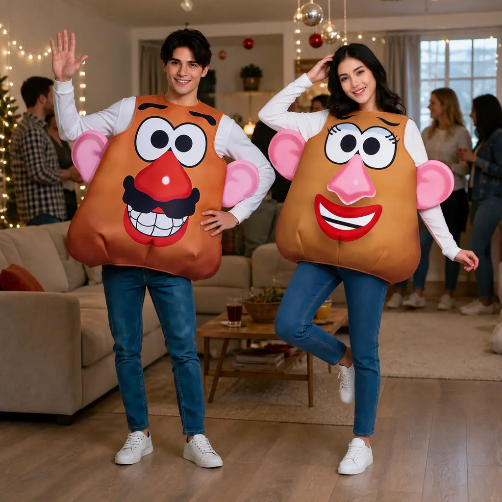 Funny Potato Couple Costume for Halloween, Cartoon Vegetable Character Outfit for Cosplay, Stage Party & Dress Up