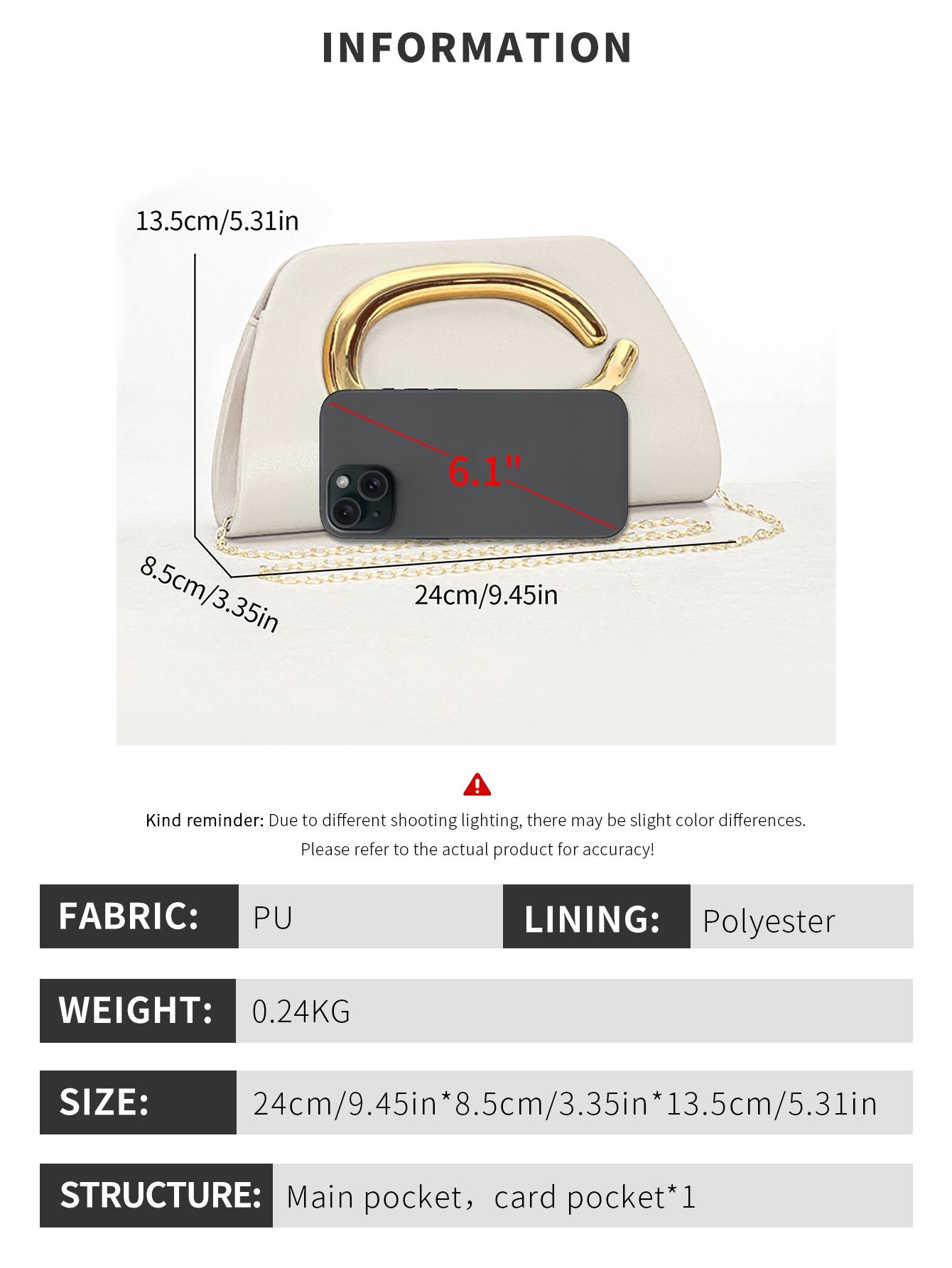 Elegant Women's Evening Clutch Bag, Detachable Shoulder Strap, Smooth Metal Decorations, Magnetic Closure, Perfect for Festivals & Parties, Elegant Stylish Purse