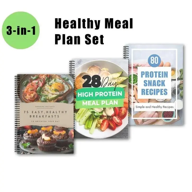 3 Healthy Meal Plans with 75 High-Protein Recipes, 28-Day Breakfast Snack Guide, Weight Loss Energy Boost, Smoothie Bowls Overnight Oats