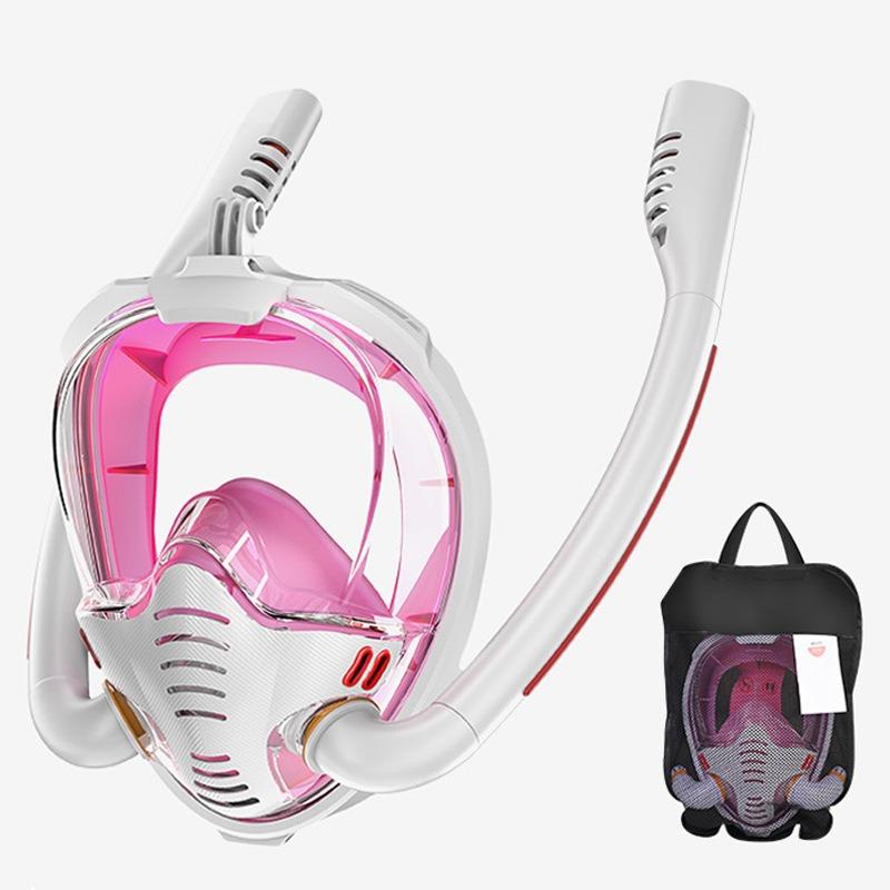 Double tube snorkeling goggles Mask Full dry diving equipment Adult diving rebreather Swimming mask  stealth snorkel