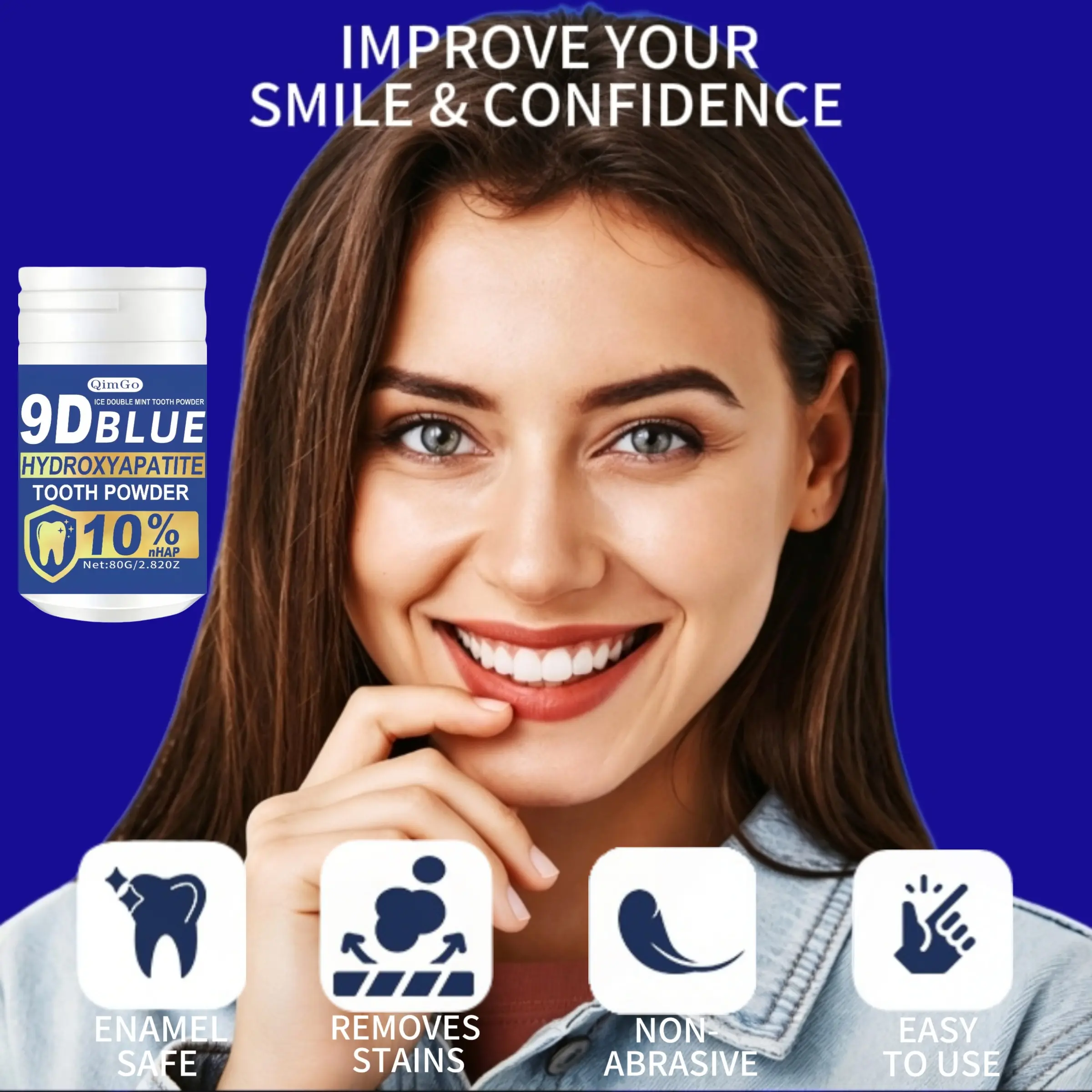 9D Remineralizing Hydroxyapatite Tooth Powder, Mineral Toothpowder, Tooth Powder, Deep Cleaning, Fresh Breath, Ideal for Oral Health & Hygiene Gift for Women Men, Breath Freshener, Toothpaste, Tooth Cleaning Powder for Daily Life