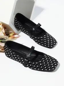 2026 New Women's Mary Jane Shoes, Size 37-43, Low Heel, Mushroom Nail Decoration, Soft Rubber Sole, Elegant Style, All Seasons