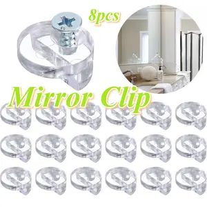 8pcs glass clip multifunctional glass clip, glass mirror repair fixing clip, suspension bracket holder clip, bathroom wardrobe door and window glass clip