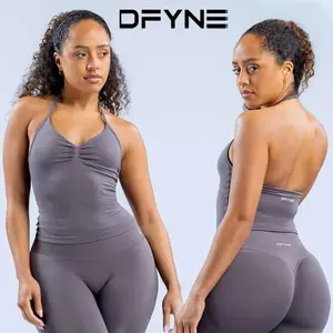 DFYNE Impact Seamless 2 Piece Set | Cross Back Strappy Bra & High Waisted Scrunch Booty Shorts for Women