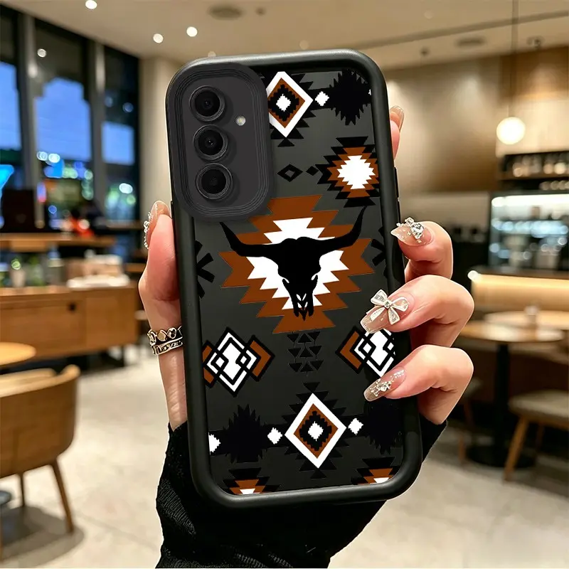 Phone case for Samsung GALAXY A14 A15 A16 A17 A34 A35 A36 A54 Gift Shockproof TPU Western Style Longhorn Skull Tribal Case soft silicone Celestial Eye Layered Phone Case BOJTN2U1