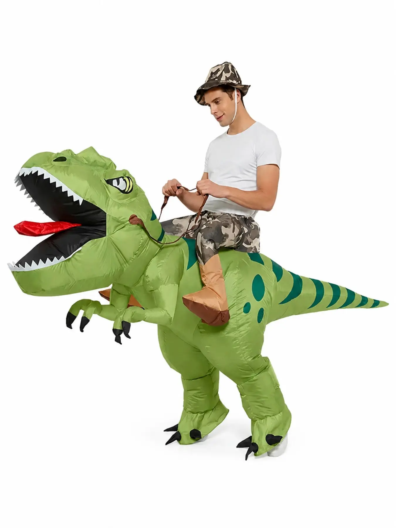 Funny Inflatable T Rex Loose Costume for Adults, Ride on Dinosaur Blow Up Mascot Suit, Halloween Cosplay Festival Fancy Dress