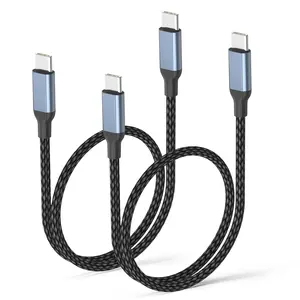 USB C to USB C  2ft, 2Pack Short C to C    60W Type C to Type C  Charger Cord Braided 2 ft USBC  for  16/15 Pro Max, Galaxy S24/S23, iPad Pro/Air, MacBook Air/Pro