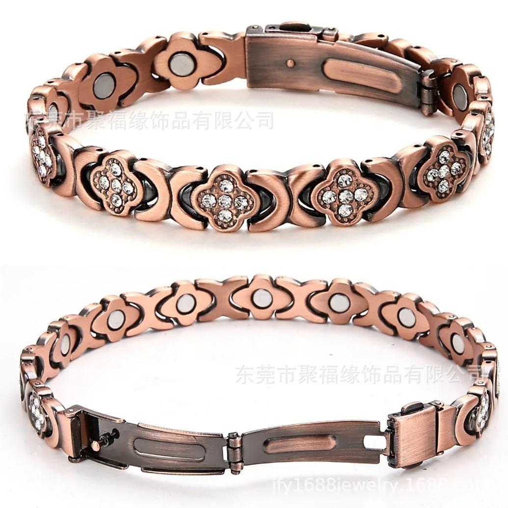 Aurelia Crest Luck & Love Infinite Clover Bracelet for Women | Pure Copper Magnetic Bracelet Titanium Steel Jewelry Gift 10MM Adjustable  2️⃣