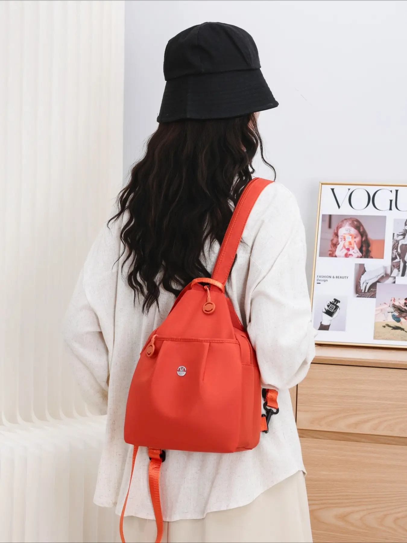 Macaron Solid Waterproof Wrinkle-Resistant Nylon Crossbody Bag, Adjustable Strap, Multi-Purpose Mini Backpack, Lightweight Daily Use